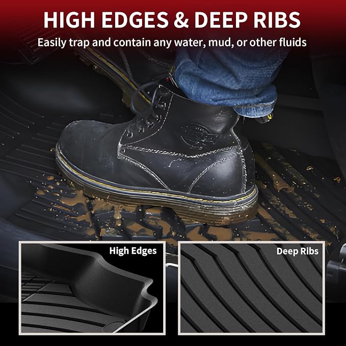 LASFIT Floor Mats & Cargo Mat for Mercedes Benz GLE SUV 2020-2026 350/450/ 53 AMG (Not Fit Coupe; Fit 5 Seats), All Weather TPE Anti-Slip Car Mats Custom Fit for GLE 1st & 2nd Row Set & Trunk Mat