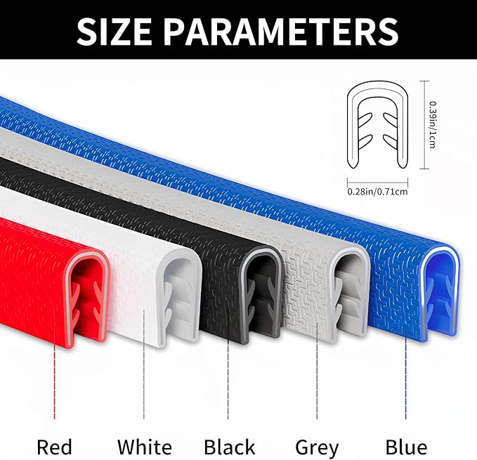 Car Door Edge Guards, 16Ft Rubber Seal Car Door Edge Trim, U Shape Door Edge Protector Guard, Aluminum Weather Proofing Automotive Door Edge Molding Protection for Most Car (Black, 16Ft)