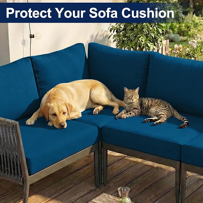 Smiry 14 Pcs Waterproof Patio Cushion Covers, Stretch Outdoor Furniture Covers