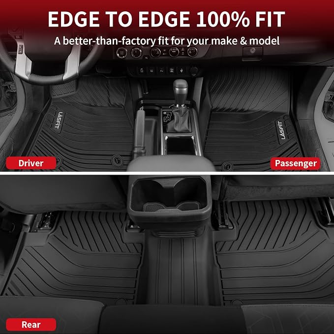 LASFIT Front Mats Fit for Tacoma 2016-2023 (Only Fit Auto Tran & 1st Row), Custom Fit All Weather Protection Durable TPE Floor Liners for 2024 2025 2026 Tacoma Accessories Front 1st Row Row Car Mats