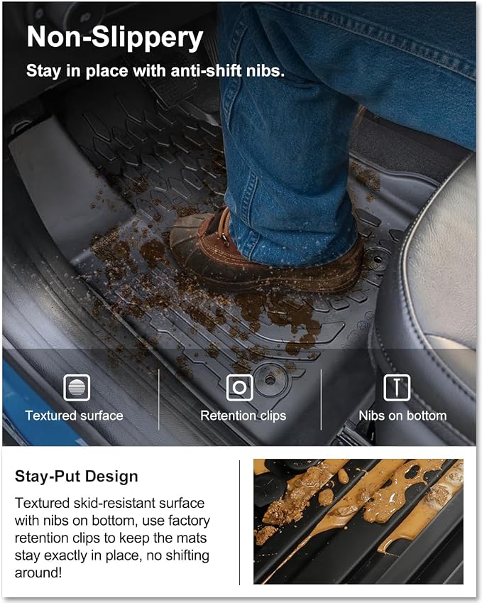 Kiwi Master Floor Mats & Cargo Mat for 2017-2026 Jeep Compass | OEM Replacement ‎82214651 ‎82214666, Custom Fit All Weather Car Mat, Heavy Duty TPE Floor Liners, Front Rear Trunk Set, Black