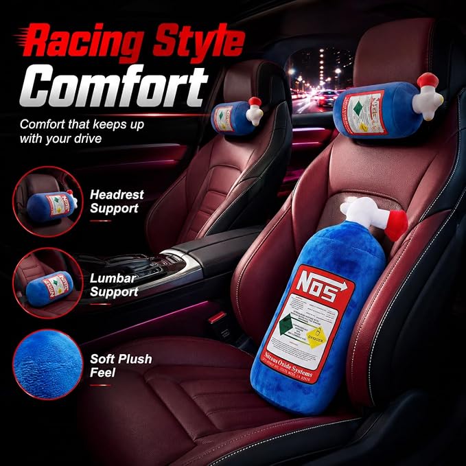 Car Neck Pillow NOS Pillow Bottle Car Headrest Pillow Soft Plush Neck Support Cushion for Driving, Office,Home,Party Decorations(11 inch&18 inch)