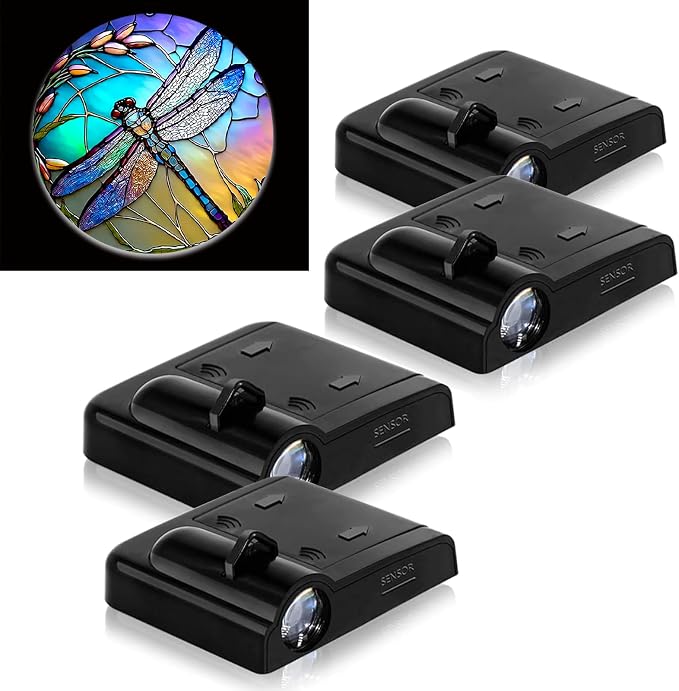 4PCS Car Door Lights,Dragonfly Door Lights Logo Projector LED Shadow Welcome Lamp,Car Accessories Dragonfly Gifts for Women Men,Suitable for All Vehicles Motorcycle Bike