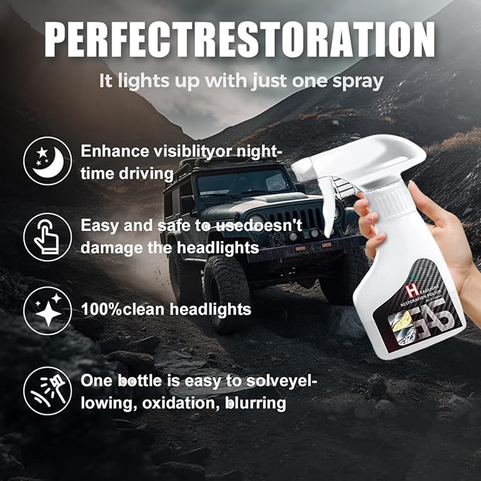 LOYOTICE Automotive Headlamp Restoration Fluid Kit, Upgrade Headlight Restoration Kit, Multifunctional Car Headlight Polishing, Headlight Cleaner and Restorer Coating Kit for All Vehicle Types