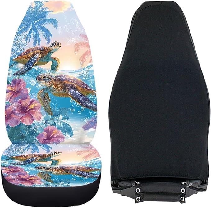 Sea Turtle Car Front Seat Covers 2 Pcs Anti-Slip Hawaiian Car Seat Cover Protector Front Seats Comfortable Protection Interior Accessories Suitable for Most Cars,SUV,Sedan