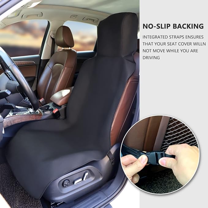 3tyto Universal Car Seat Covers, Waterproof Neoprene Seat Covers - Waterproof & Sweatproof, Machine Washable, Non-Slip Seat Protector for Car, Truck, SUV, Van (Black, 2 Pack)