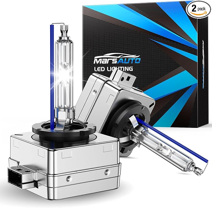 Marsauto D1S HID Bulbs, 6000K Cold White 66144 66140 85140 85415 Xenon Bulb Replacement, Plug-and-Play 5 Years Lifespan, IP67 Waterproof Design, Up to 600% Brightness, Pack of 2