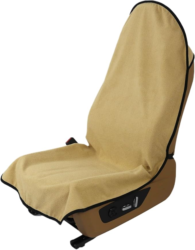 VSHIELD Waterproof Towel Car Seat Cover, Sweatproof Non-Slip Seat Protector, Universal Fit for Front Bucket or Rear Bench Seat of Cars, SUVs, Vans, Trucks, Compatible with Airbags and Armrests