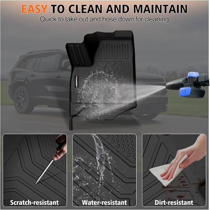 Floor Mats Cargo Liner with Backrest Mat for 2024-2026 Chevy Traverse & 2024-2026 GMC Acadia & 2025-2026 Buick Enclave 7 Seats Captain Chairs, TPE Rubber Mats Full Set wih Door Sill Guards Accessories