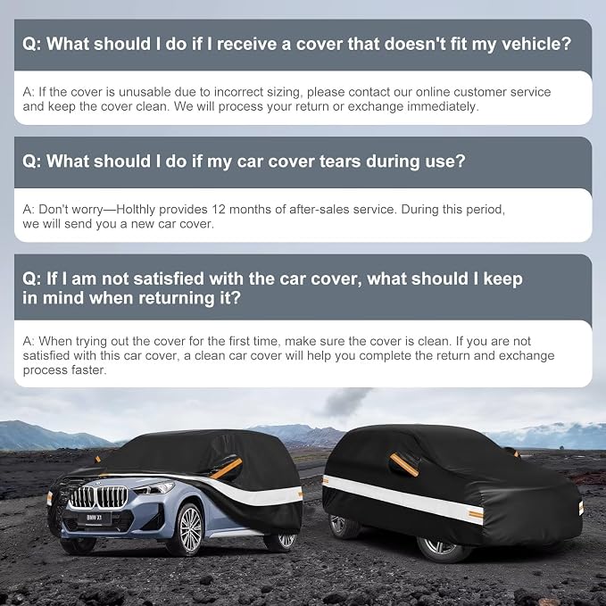10 Layers SUV Car Cover Custom Fit for BMW X1 (2009-2026) E84, F48, F49, U11, Waterproof All Weather for Automobiles, Outdoor Full Cover Sun Dust Rain Protection with Cotton. Black