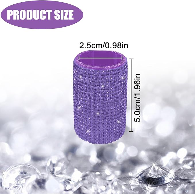 Upright Car Chapstick Holder, Bling Insulating Lip Balm Holder,Rhinestone Car Accessories for Women Interior ,Suitable for Most Vehicles. (Purple)