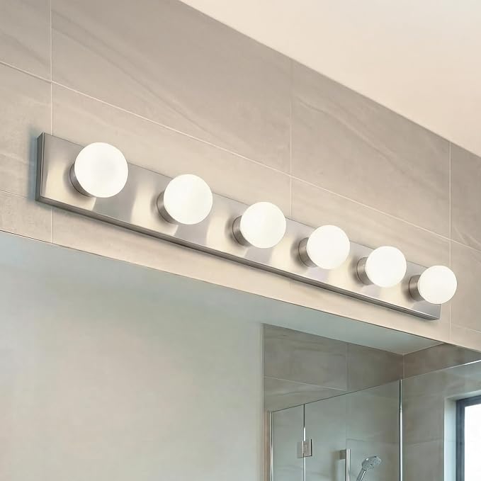 Kichler 626NI 36" Bath Bar 6-Light Vanity Light Fixture with Brushed Nickel Finish for Bathroom over Mirror, Traditional Style Lighting (36" L x 4.25" H), 626NI