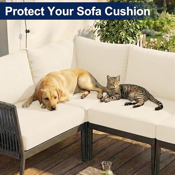 Smiry 14 Pcs Waterproof Patio Cushion Covers, Stretch Outdoor Furniture Covers