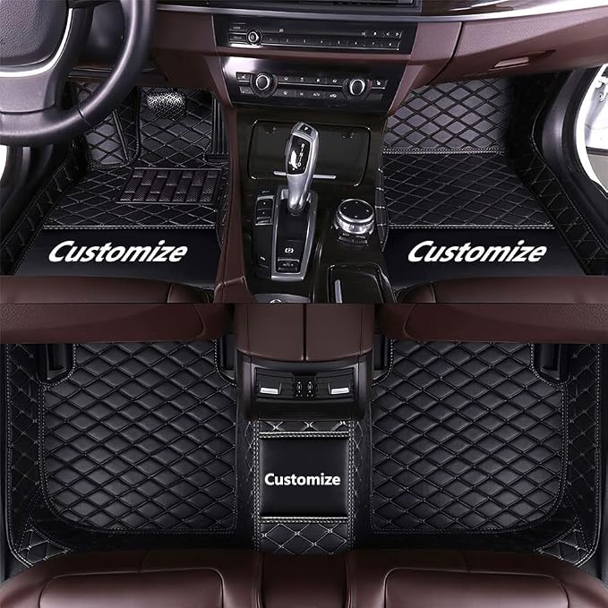Custom Fit Car Floor Mats - Full Coverage Automotive Leather Floor Liners for Most Vehicles by MingyunSM (Black)