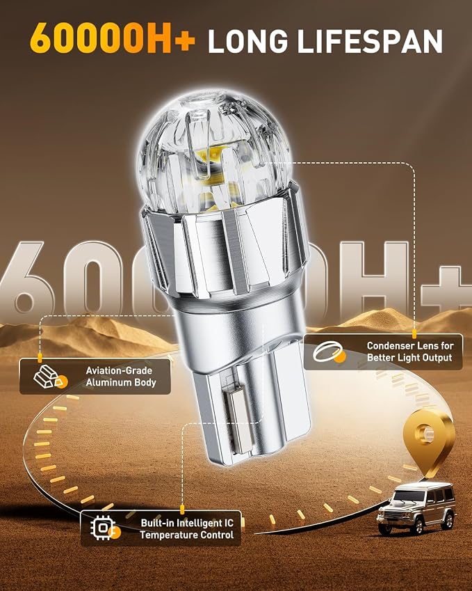 OXILAM 194 LED Bulb for License Plate Bulb Super Bright, 168 T10 W5W 2825 LED Bulb for Dome Door Map Courtesy Trunk Cargo Dash LED Interior Light Bulb, Pack of 2