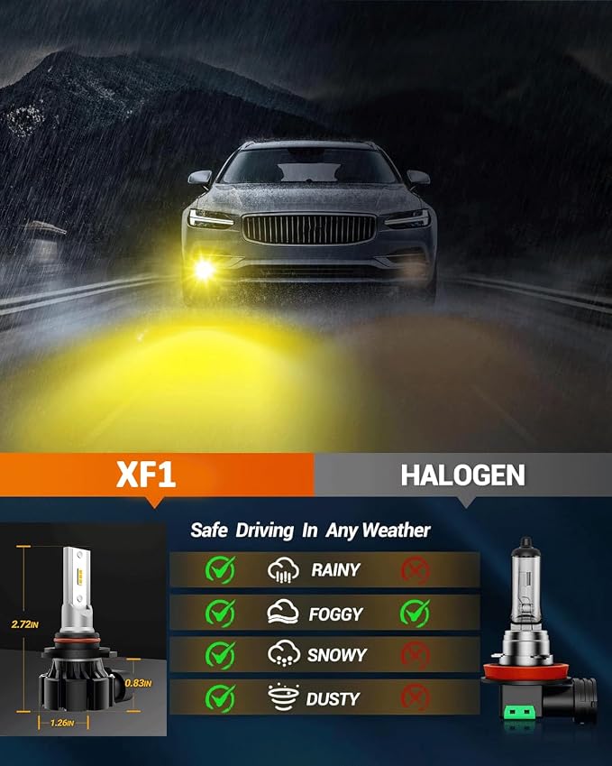 SEALIGHT 9006 LED Fog Light Bulbs Yellow, 18,000LM 3000K Yellow 9006 HB4 LED Fog Lights, High Heat Dissipation 9006 Led Bulb Yellow Replacement for Car, Trucks, RV Interior Lighting (Pack of 2)