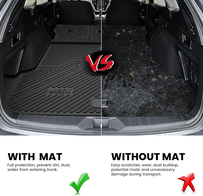 LASFIT Cargo Tray Liner with Backrest Mat for Subaru Outback 2026 Cargo Mat, All Weather TPE Custom Fit Easy Clean Trunk Liner with Seatback Mat for Outback 2026 Trunk Tray, Black