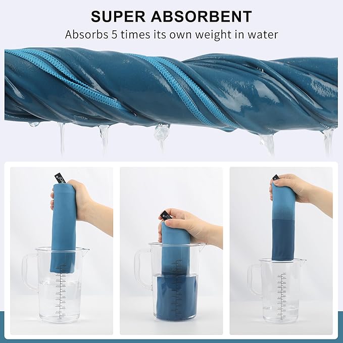 Rainleaf Microfiber Towel Quick Dry Camping & Travel & Gym Towel. Compact | Super Absorbent, Lightweight, Fast Drying. Suitable for Beach, Bath, Backpacking, Hiking, Swim.