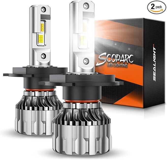 SEALIGHT H4 LED Bulbs, 70000LM Super Bright, 6500K Cool White H4 Bulbs with 15,000RPM Turbo Cooling Fan, 10-Year Lifespan, Pack of 2