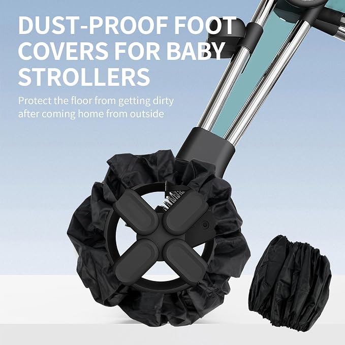 4 Pack Baby Stroller Wheel Cover Black Wheelchair Wheel Tire Protector for Child Kid Baby Stroller Jogger Wheels Covers Noise Reducing & Anti Scratch Cart Wheel Tire Protectors Accessories L