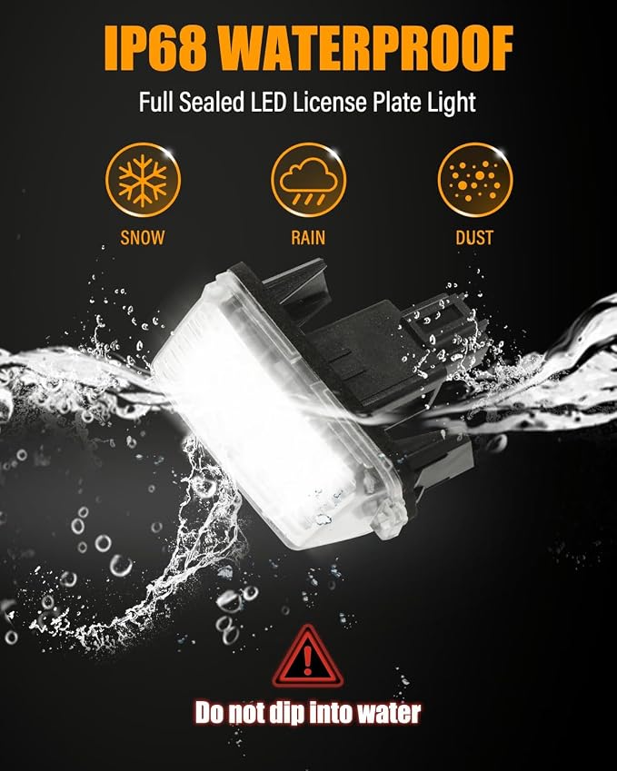 LESAUCE LED License Plate Light For Toyota Camry Highlander Avalon Prius C Yaris Tag Lamp Assembly, Powered by 18-SMD Xenon 6000K White LED Tag Lights, IP68 Waterprooof, 2PCS
