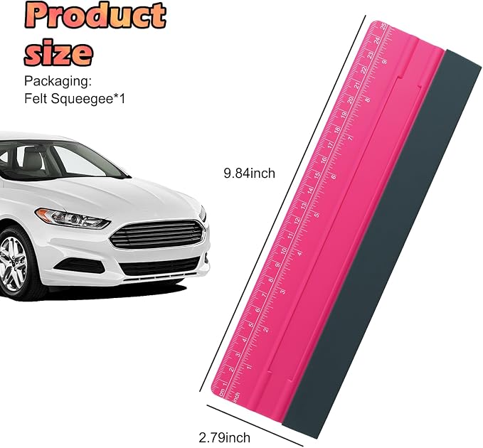 2-in-1 Vinyl Squeegee Tool with Ruler,Soft Felt Squeegee for Vinyl as Wallpaper Smoothing Tool,Vinyls Wrap Squeegees Wallpaper Tools for Cars Window Tint,PPF Application (25cm)