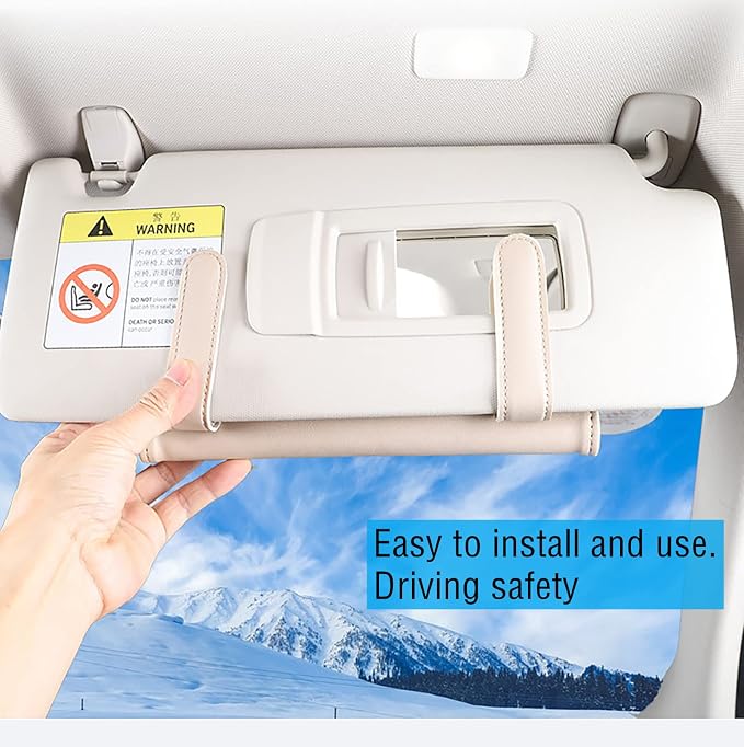 YVPSI Car Tissue Holder Sun Visor Napkin Holder with Tissue (Beige) | Refill Car Mask Holder PU Leather Tissue Box Tissue Box Holder Hanging Tissue Holder Mask Dispenser for Car