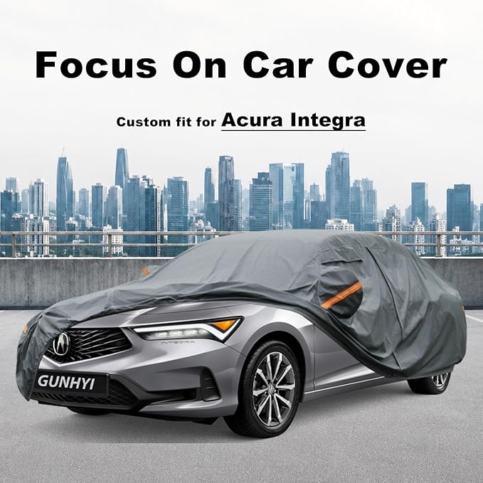 GUNHYI Premium Car Cover Custom Fit Acura Integra(2022-2026), 16 Layers Heavy Duty Car Cover Waterproof All Weather with Zipper Door for Sun Rain Snow Dust Uv Protection
