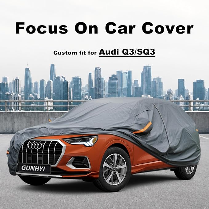 GUNHYI Premium Car Cover Custom Fit Audi Q3/SQ3, 16 Layers Heavy Duty Car Cover Waterproof All Weather with Zipper Door for Sun Rain Snow Dust Uv Protection