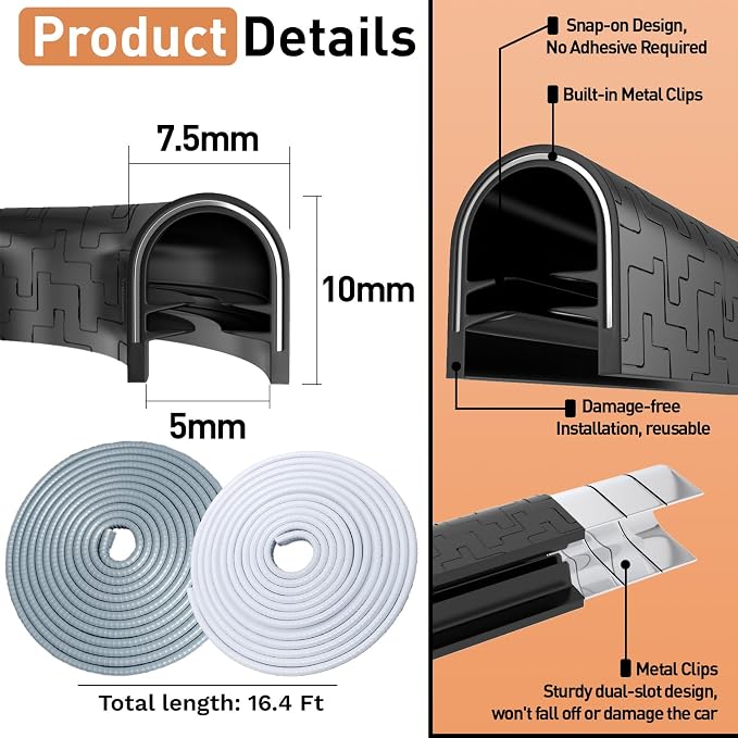Car Door Edge Guards, 16.4Ft(5m) Car Accessories Door Protector Edge Guards Rubber Seal, Doors Edge Trim U Shape Edge Guards for Cars Trucks Suvs (Black)