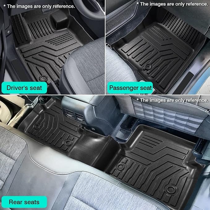 T TGBROS Floor Mats Compatible with 2007–2014 Chevrolet Tahoe/GMC Yukon/Cadillac Escalade – All Weather TPE Floor Liners, Custom Fit for Front & 2nd Row 3PCS Set, Black