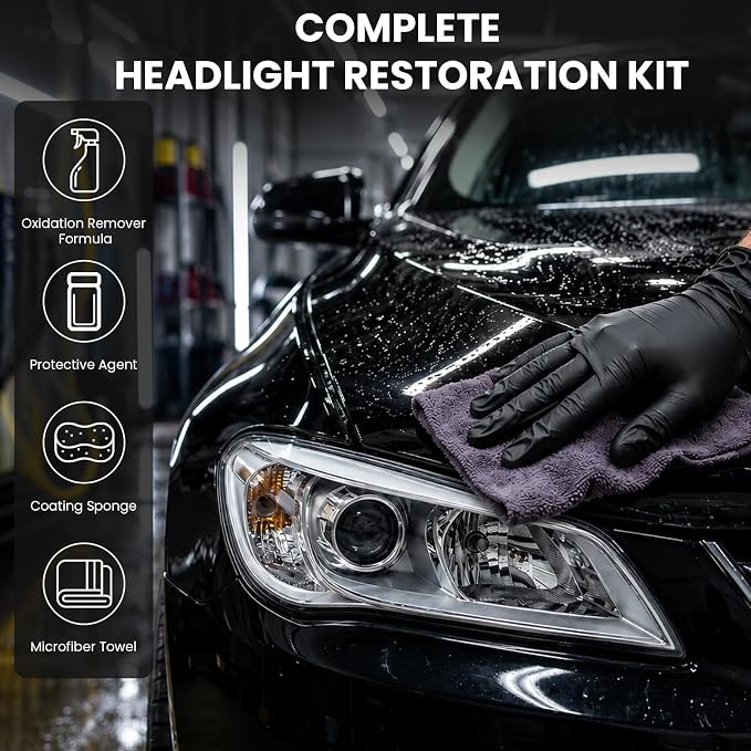 Car Headlight Restoration Kit, Quick & Simple Spray-On Formula for Oxidized & Yellowed Headlamps, Restores Clarity with Hydrophobic Protective Coating, Long-Lasting Results for Cars, Trucks, SUV