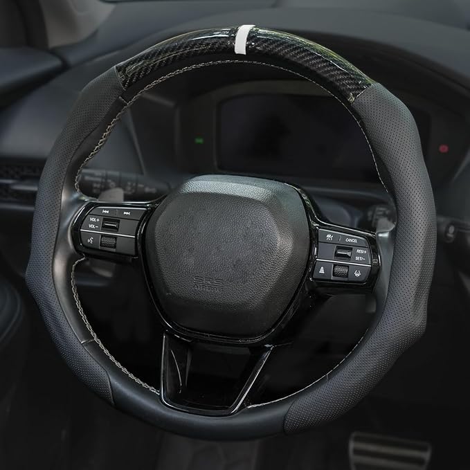 Car Steering Wheel Cover Napa Leather Non Slip Vehicle Steering Wheel Cover Protector, Quick Install Comfy Automotive Interior Decor, Universal fit 14½ to 15 inches Car Pickup SUV