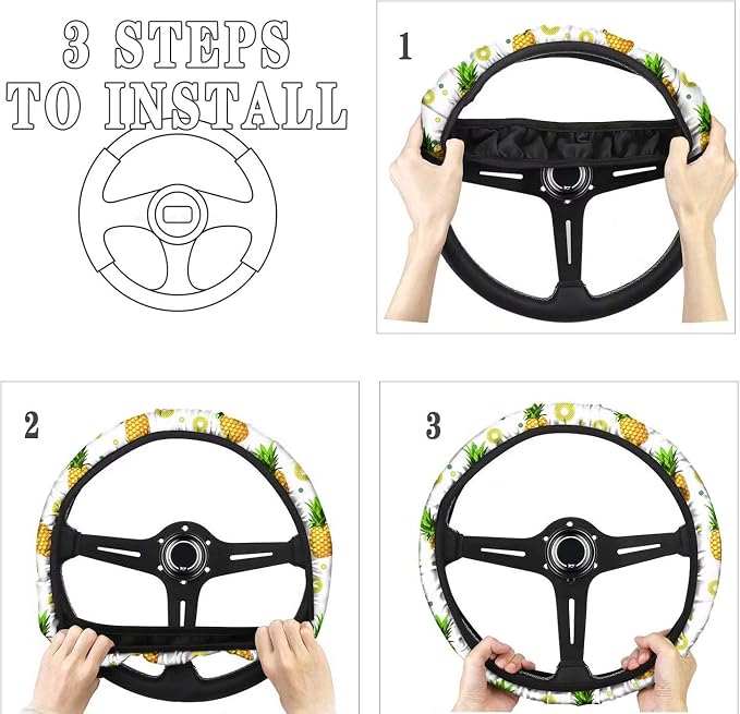 AFPANQZ Tie Dye Car Steering Wheel Covers Breathable Sweat Absorption Comfort Grip Stretch-on Fabric Steering Wheel Protector Non-Slip Machine Washable Rainbow Colored