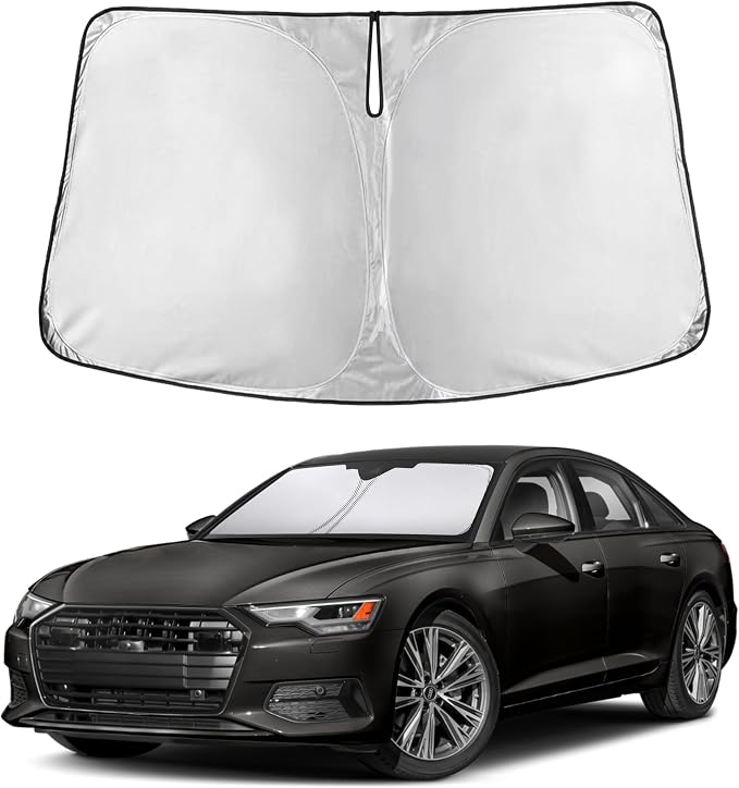 EcoNour Windshield Sunshade Compatible for Audi A6 2019-2023 2024 2025, Sun Visor for Front Windshield & Window Sun Shade Cover, UV Heat Blocker & Protector, Car Accessories