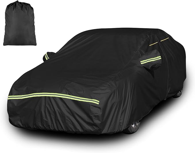 INSAUTO Heavy Duty Waterproof All-Weather Car Cover for Tesla Model 3 2017-2026, Outdoor Full Car Cover with Door Zipper, Protects from Sun, Rain, Snow, Dust & UV (Black)