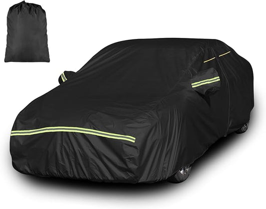 INSAUTO Heavy Duty Waterproof All-Weather Car Cover for Tesla Model 3 2017-2026, Outdoor Full Car Cover with Door Zipper, Protects from Sun, Rain, Snow, Dust & UV (Black)
