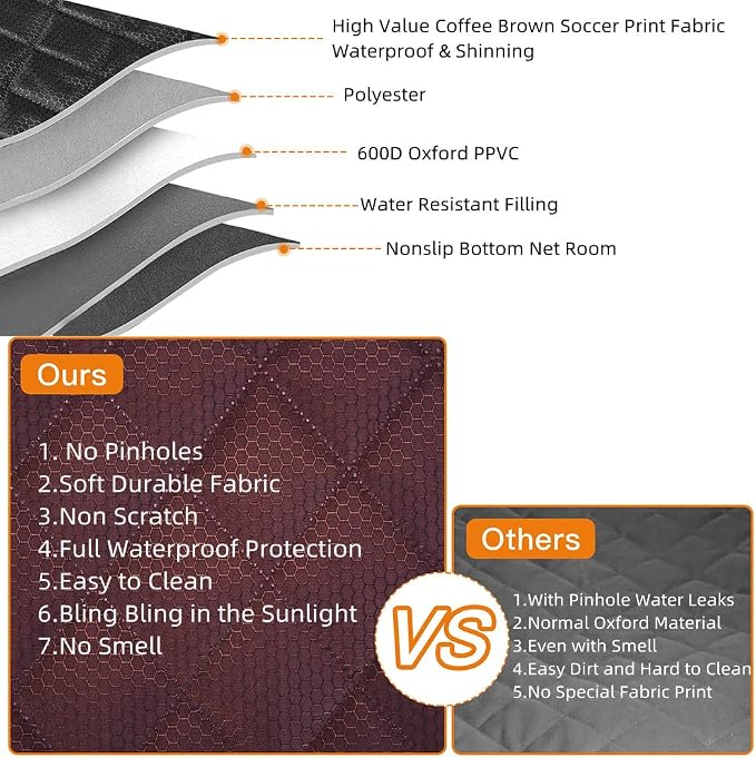 ANOSOSPECIAL Dog Car Seat Cover for Back Seat Cover for Kids,Non Stick Fur Rear Seat Protector for Pet,Nonslip Waterproof Universal Fit Interior Backseat Covers for Auto Van SUV (Large, Coffee Brown)