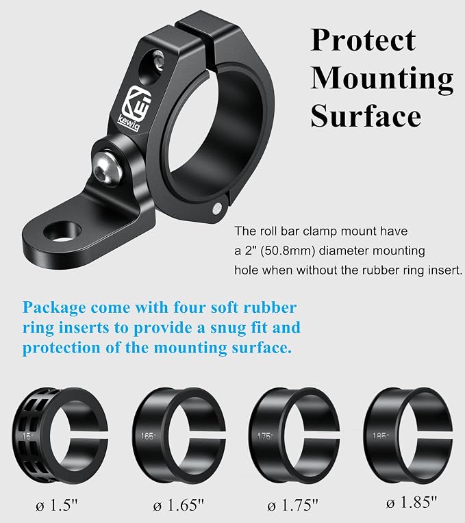 BRCOVAN 2PCS UTV Whip Light Mounts, Off-Road LED Light Bar Mounting Bracket | Solid Aluminum Alloy Materials, 360° Adjustable Whip Flag Mount Fit 1.5''/1.65'' /1.75''/1.85''/2'' Roll Cage Bars