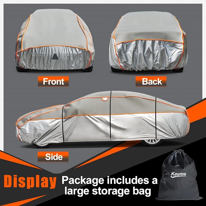 Kayme Hail Protector Car Cover，Anti Hail Thickened Multi-Layered EVA Car Cover Waterproof Sun UV Rain Snow All Weather, Outdoor Hail Protection Cover, Fit SUV Jeep-Length (182 to 191 Inch) .Grey