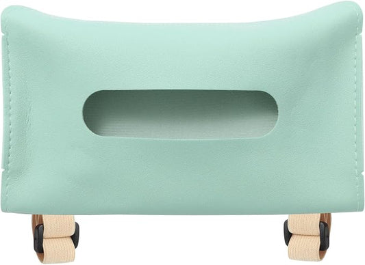 PATIKIL Car Tissue Holder, PU Leather Rectangle Napkin Paper Towel Dispenser Box Case with Elastic Strap for Car Sun Visor Seat, Blue