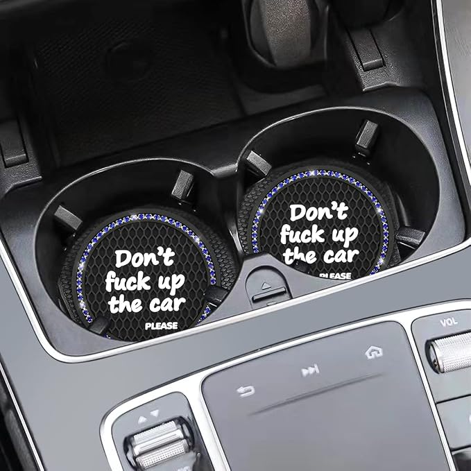 2 Pack Bling Car Coasters for Cup Holder, Crystal Rhinestone 2.75 in Cup Holder Coaster, Silicone Anti-Slip Insert Cup Mats for Women, Interior Accessories Universal for Most Cars (Black/Blue) | Universal fit, most vehicles/SUVs/trucks, silicone base, ...