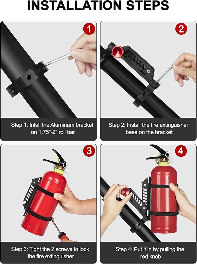 ZIDIYORUO 2PCS Quick Release UTV Fire Extinguisher Mount Kits | Adjustable SXS Fire Extinguisher Holder with Aluminum Bracket for Vehicle with 1.75"-2" Roll Bar Cage, UTV SXS Accessories