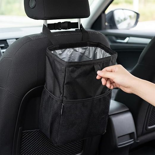 3.5 Gallon Car Trash Can, Auto Garbage Bag Leak-Proof | with Hook and Loop Lid and Handle, Waterproof, Portable Hanging, Large Capacity Waste Bin, for SUV