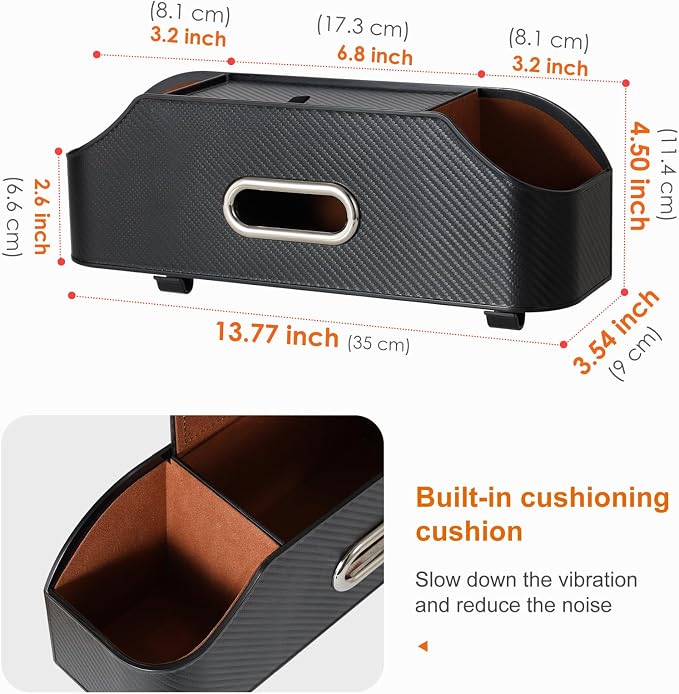 Car Rear Backseat Extra Multifunctional Drink Cup Holder Organizers with Tissue Storage Box Organizer & Hooks for Car Seat Back. Imitation Carbon Fiber