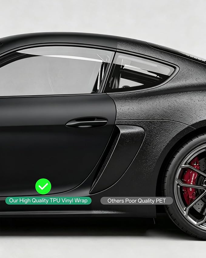 PPF, Dry Apply TPU PPF Vinyl Car Wrap Roll 1ft x 5ft, Paint Protection Vinyl Film (Midnight Black)