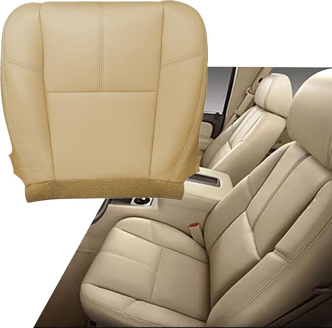 GXARTS Driver or Passenger Side Bottom Replacement Leather Seat Cover 333 Light Cashmere Light Tan Fit for Chevy Silverado Tahoe Suburban Avalanche GMC Sierra Yukon 2007 2008 2009 2010 2012 2013 2014