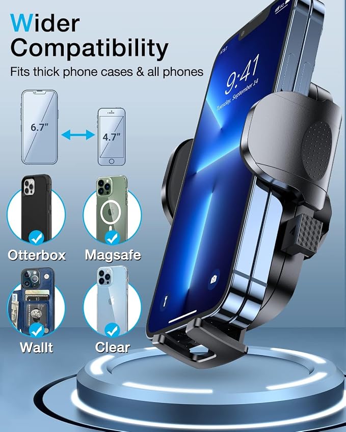 【Upgraded Strongest Suction & Pro Military-Grade】Ultimate Car Phone Mount【360°Rotatable Suction】Cell Phone Holders Truck Stand for Dashboard Windshield Vent for iPhone 17 Pro Max 16 Samsung,Light Blue