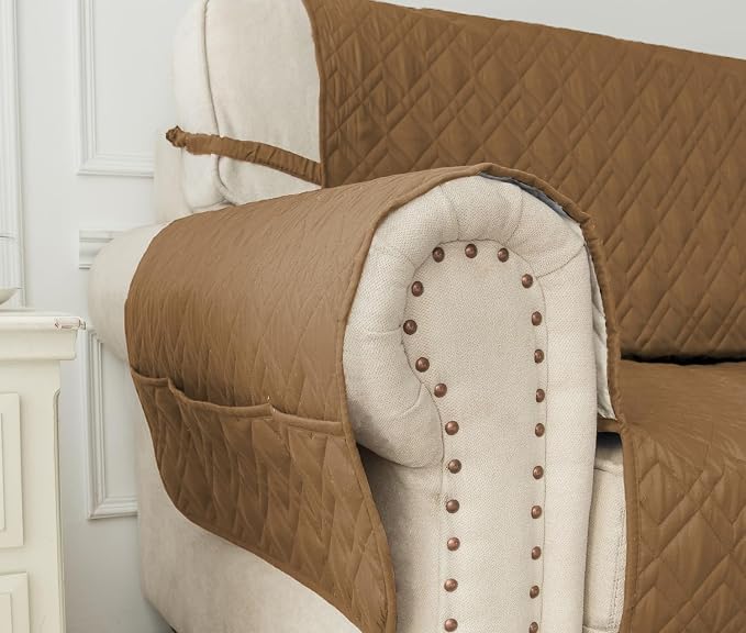 Ameritex Waterproof Nonslip Recliner Cover Stay in Place, Dog Chair Cover Furniture Protector, Ideal Recliner Slipcovers for Pets and Kids (Camel, 23")