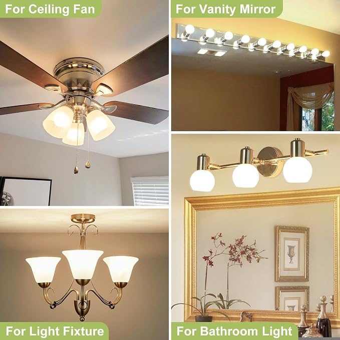 Ceiling Fan Light Bulbs, E12 LED Bulb 60W Equivalent, Neutral White 4000K, 600 Lumens, A15 Small Candelabra Base LED Light Bulbs 6W, CRI 85, Non-dimmable, Pack of 6